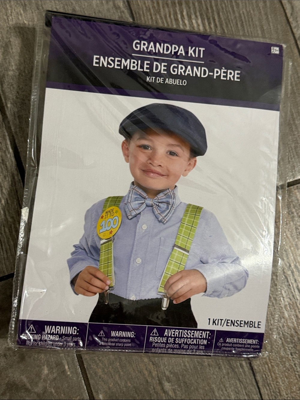 Grandpa Kit Kids Costume - Green Suspenders & Blue Cap